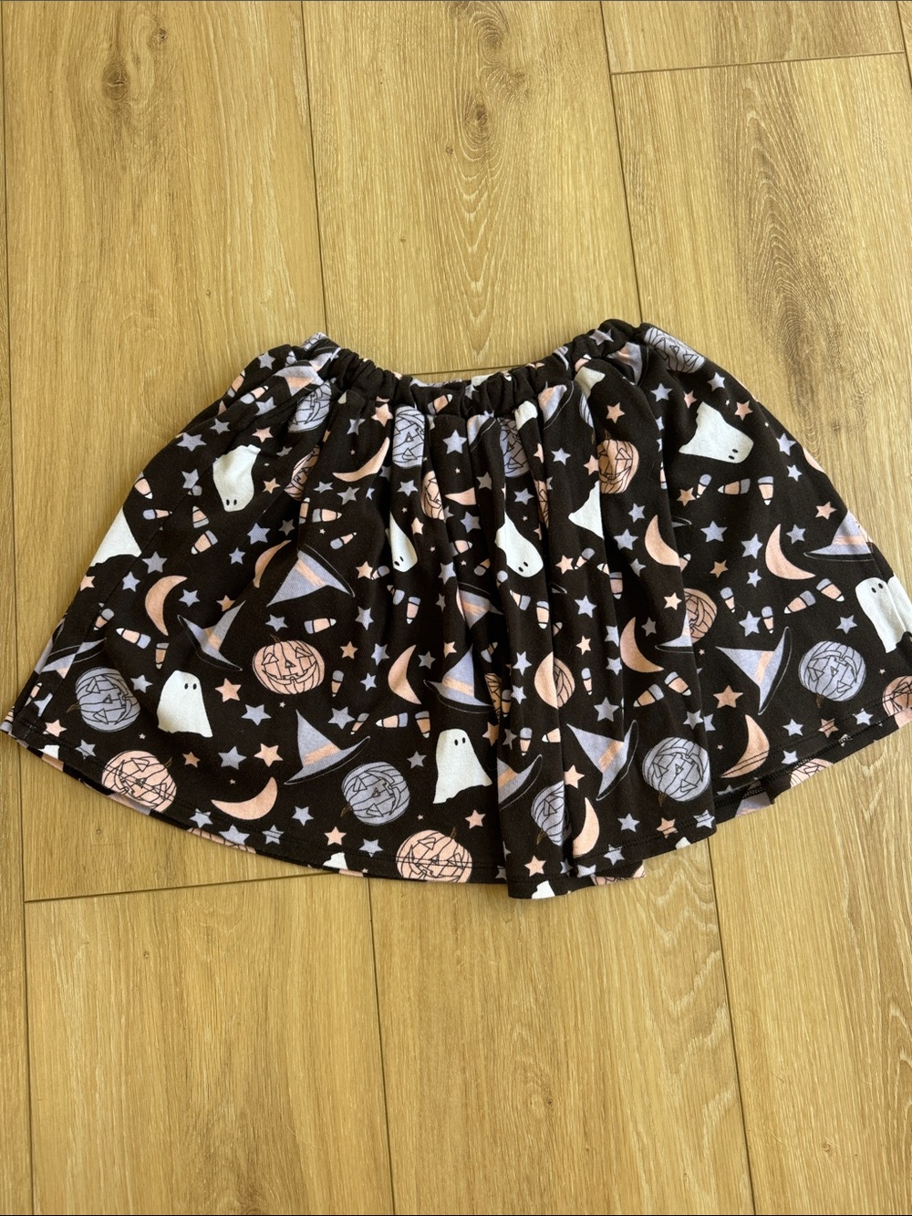 Halloween Print Skirt in Black and Pastel Orange
